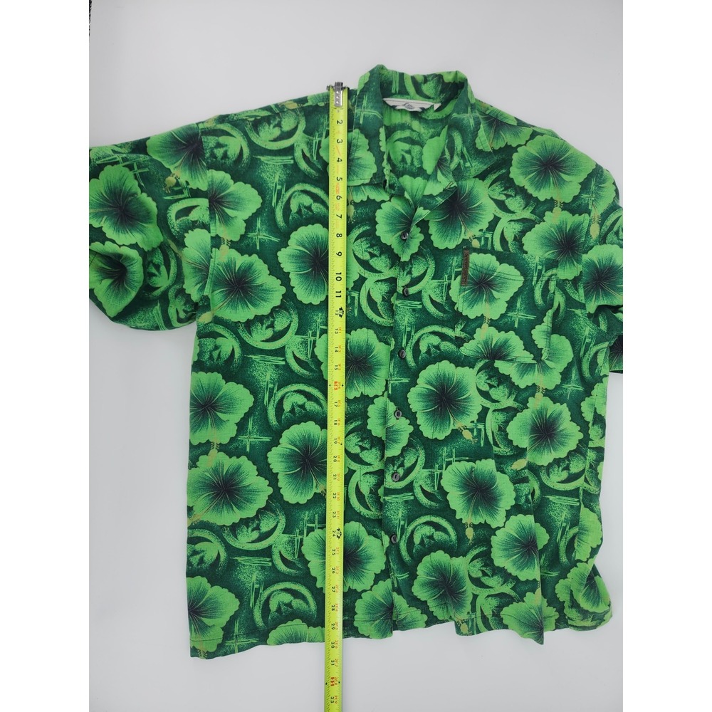 Vintage Quiksilver Hibiscus Floral Shirt Mens XL‎ Green Made in USA 90s Surf
